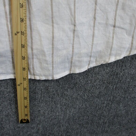 Sigrid Olsen Shirt Women L White Linen Roll Tab Button Down Casual Costal Preppy - Picture 12 of 13